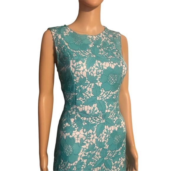 Trulli Women's Teal Lace Shift Dress Size 4 Knee Length Formal - Picture 2 of 6